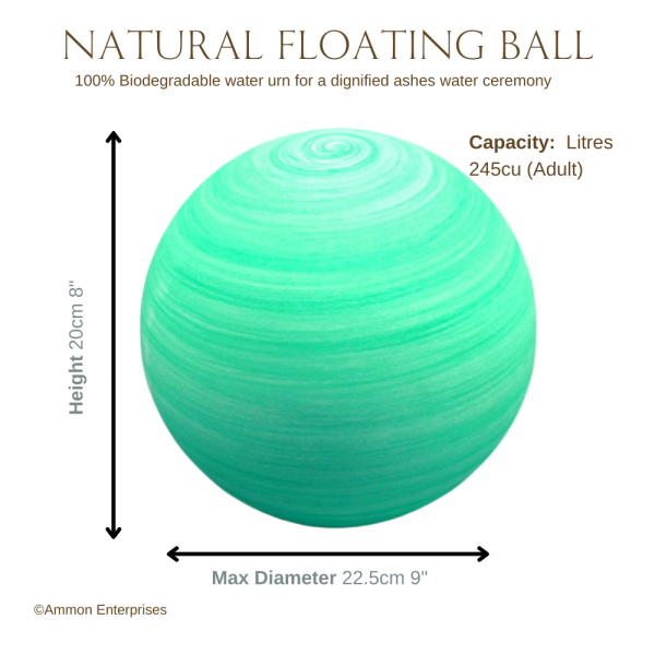Natural Floating Ball Urns - Dimensions